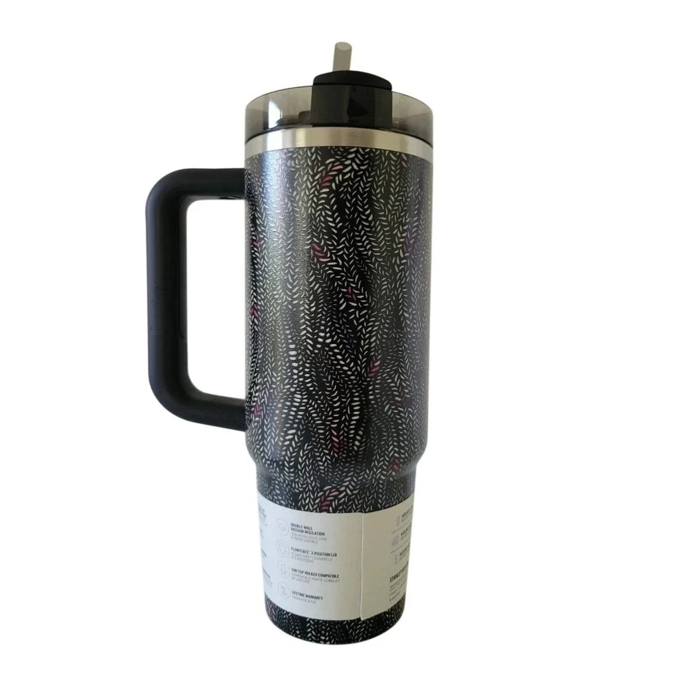 Stanley x Calia Quencher H2.0 FlowState 30oz Tumbler Black Knit Pattern NEW - Picture 2 of 4
